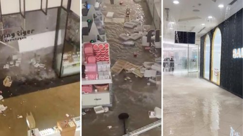 Watch: Heavy rains cause malls in Dubai to flood, water to gush through ceilings