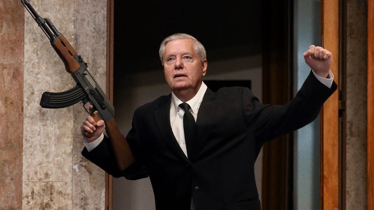 Lindsey Graham Bursts Into Confirmation Hearing With Rifle, Demands Senators Free The Children Now