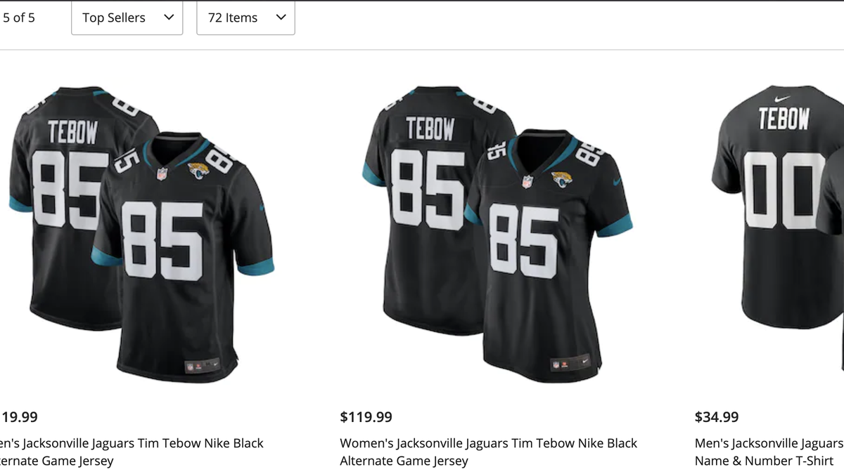 Because Florida, Tebow jerseys are selling like hotcakes