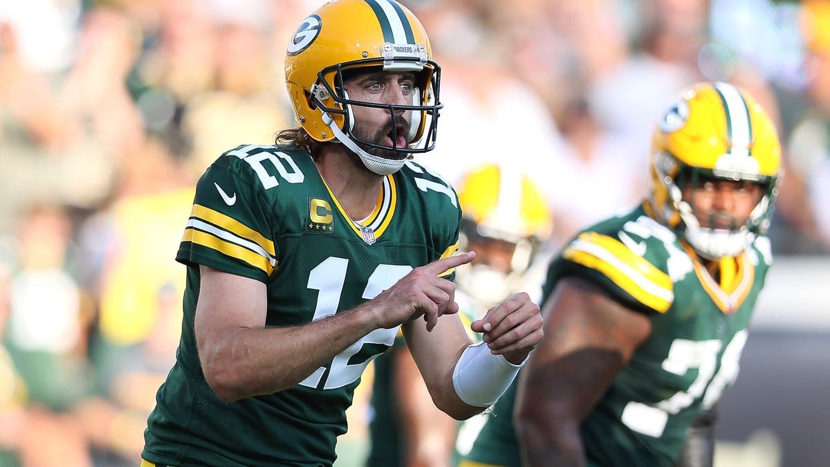 Aaron Rodgers blames first interception of season on getting hit in the nuts (twice)