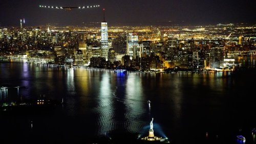 Photos: A massive, foreboding solar plane landed overnight in New York