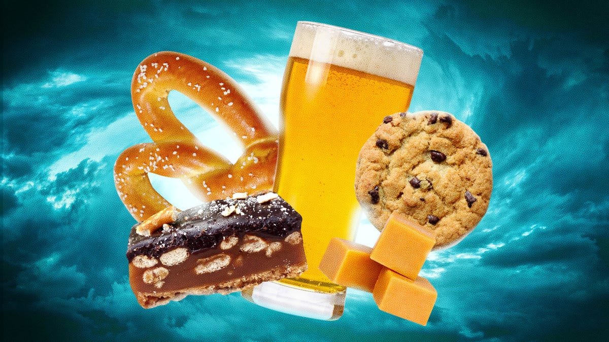 Beer & Pretzel Caramel Cookie Bars can hardly fit all their virtues in one pan