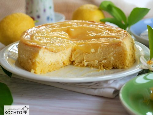 Zitroniger Airfryer-Käsekuchen mit Lemon Curd – beste Verwertung für abgelaufenen Quark!