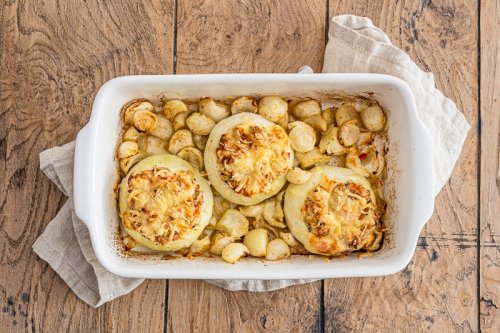Gefüllte gebackene Kohlrabi | vegetarisch | ohne Vorkochen | auch für den Airfryer
