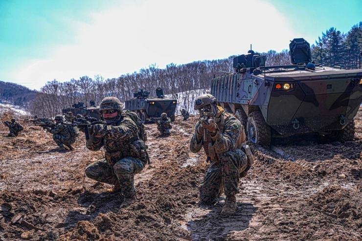 Korean, US Marines hold combined arms, infantry drills