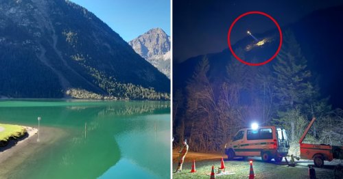 Deutsche nach dem Schwimmen barfuß in Bergnot