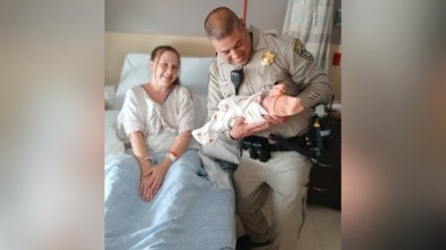 Pregnant woman in labor on shoulder of Southern California freeway rescued by CHP