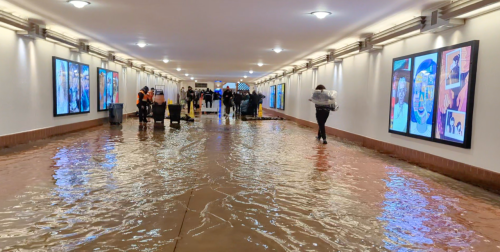 Video shows L.A. Union Station flooded with water