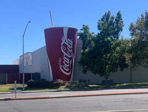 Why is there a three-story Coca-Cola cup in Sacramento?