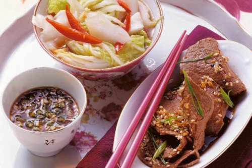 Bulgogi mit Kimchi und Dip