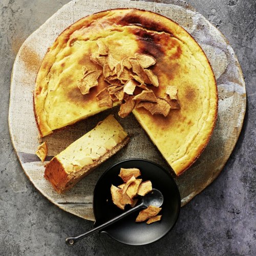 Apfel-Cheesecake mit Haferflockenboden