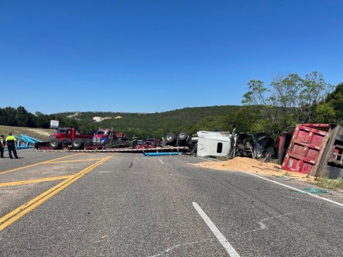 Wrecked 18-wheeler across FM 1431 blocking traffic in northwest Travis County