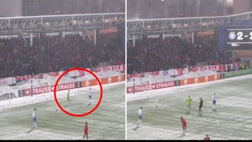 Conference League paused by referee due to fans throwing snowballs at opposition keeper