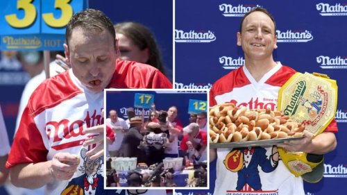 Joey Chestnut Takes Down Protestor While Devouring 63 Hot Dogs In 10 Minutes