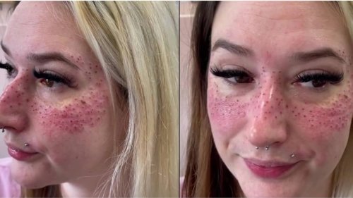 Tattoo artist shows off freckles she inked on customer who travelled 900 miles for them
