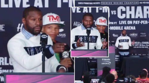 Floyd Mayweather gatecrashes press conference to declare himself the GOAT in chaotic scenes