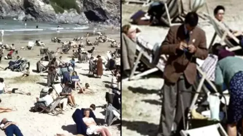 People convinced they've spotted 'time traveller' in 1940s beach photo