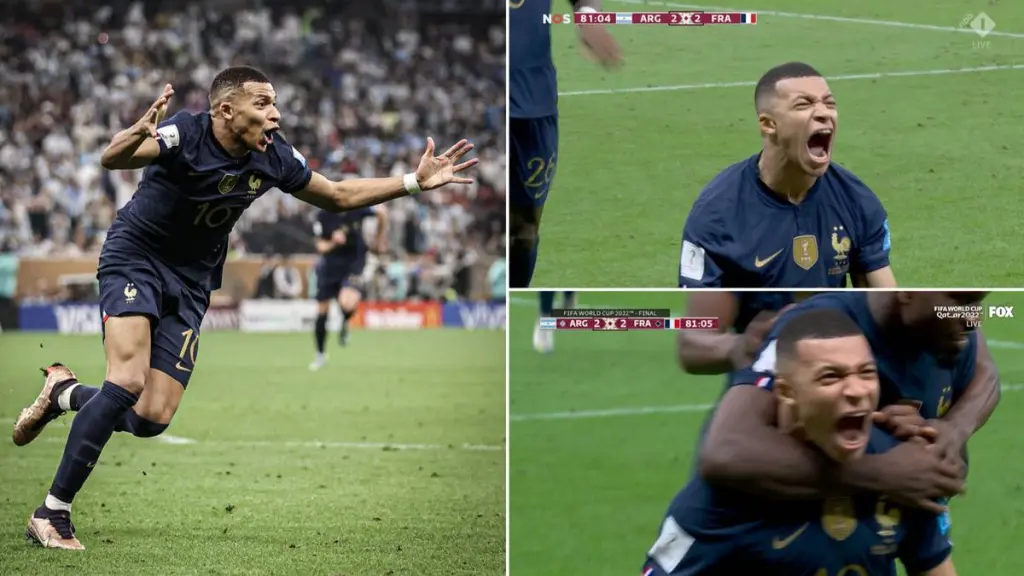 Watch Kylian Mbappe score two World Cup final goals in 95 seconds