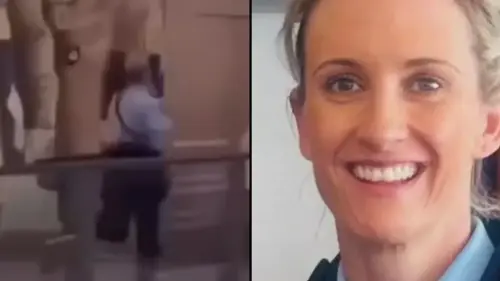 Chilling moment 'hero' Aussie police woman confronts Sydney shopping centre knife attacker