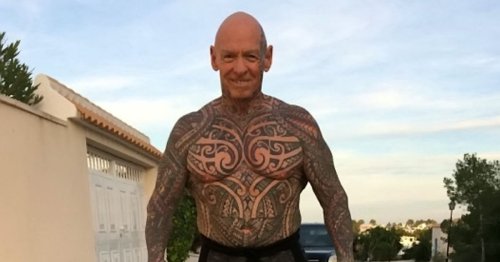 When this muscle-bound dad, 67, says he's tattooed everywhere, he means EVERYWHERE
