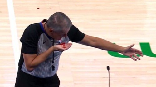 Referee Scott Foster bloodied after getting hit by Lu Dort in Game 2