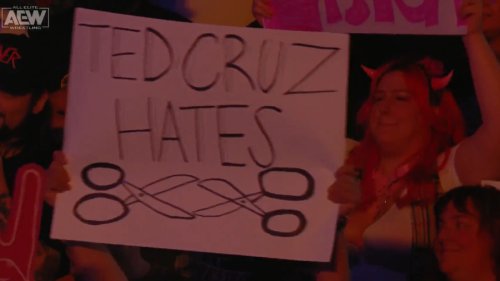 Fan holds extremely offensive Ted Cruz sign at AEW Dynamite