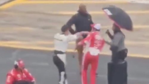 Video emerges of Aric Almirola shoving Bubba Wallace during rain delay