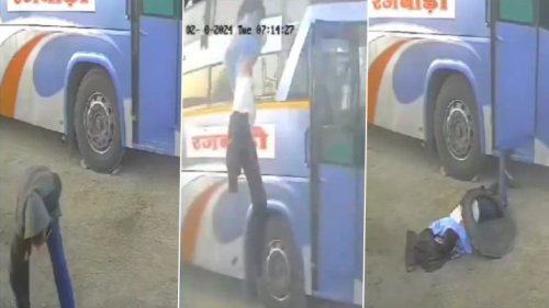 Rajasthan: Tyre Explodes During Refilling in Ajmer, Bus Driver Dies; Disturbing Video Surfaces