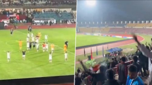 Respect! Indian Football Team Fans At Indira Gandhi Stadium in Guwahati Do Viking Claps With Afghanistan Players After Home Team Suffers Loss in FIFA World Cup 2026 Qualifiers (Watch Video)