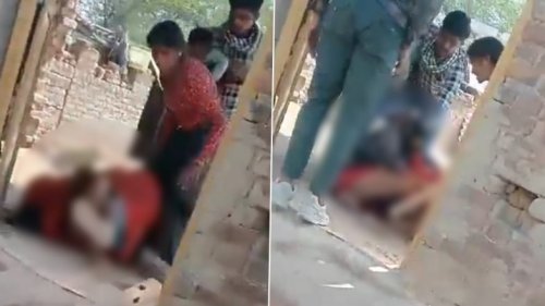 Madhya Pradesh Shocker: Two Women Brutally Thrash Mother-in-Law to Death as Their Husbands Applaud in Gwalior, Disturbing Video Surfaces