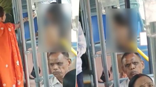 Semi-Naked Woman in Delhi Bus: Viral Video Shows Woman Travelling in Bus Wearing Just Bra and Panty, Netizens Stunned