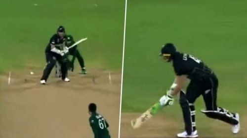 Tom Latham Hits Agha Salman’s Wayward No-Ball for Boundary During Pakistan vs New Zealand ICC World Cup 2023 Warm-Up Match (Watch Video)