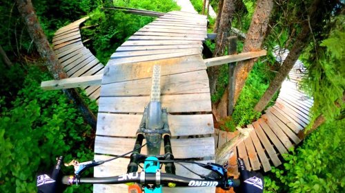 A Dizzying GoPro Ride Down a Unique Mountain Bike Trail With Elevated Wooden Bridges
