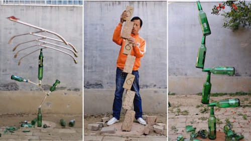 Chinese Balancing Artist Strategically Stacks Objects in Seemingly Inconceivable Positions