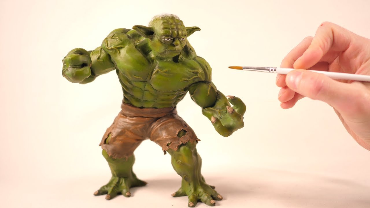 An Amusing Clay Sculpture Mashup That Combines The Incredible Hulk With Yoda