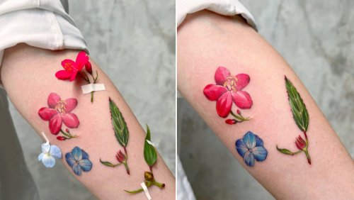 Artist Uses Plants and Flowers as Stencils for Beautiful ‘Live Leaf’ Tattoos