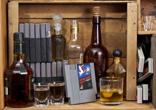 Whiskey Flasks Made From Classic Nintendo Video Game Cartridges