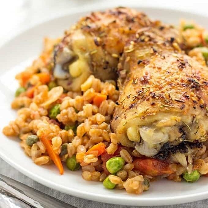Herbed Chicken With Farro Risotto