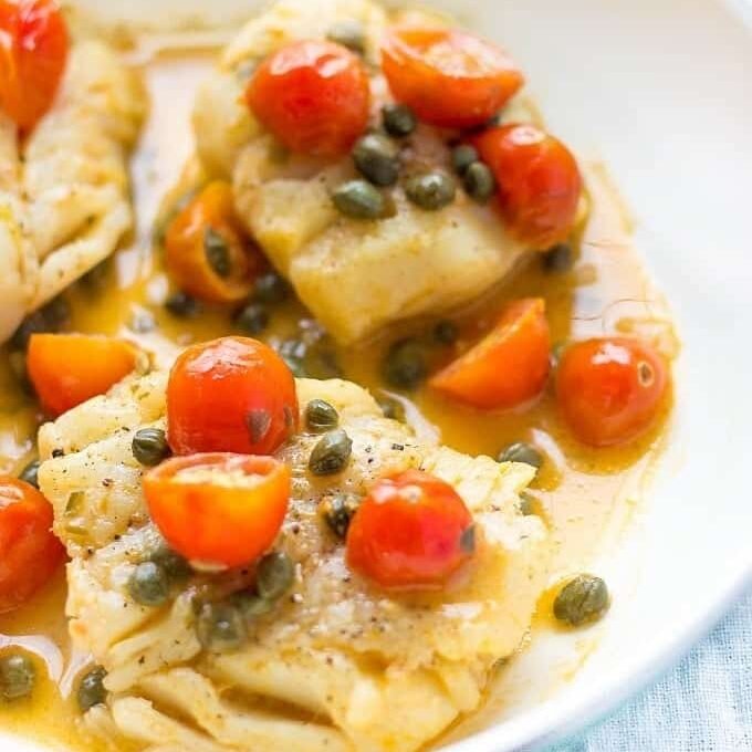 Seared Cod With Tomato-Caper Sauce