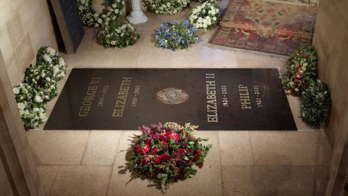 Queen's final resting place: Monarch's ledger stone at Windsor unveiled