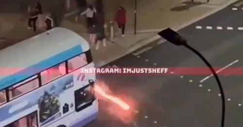 Passengers flee in terror as yobs launch fireworks at Sheffield bus in shocking scenes