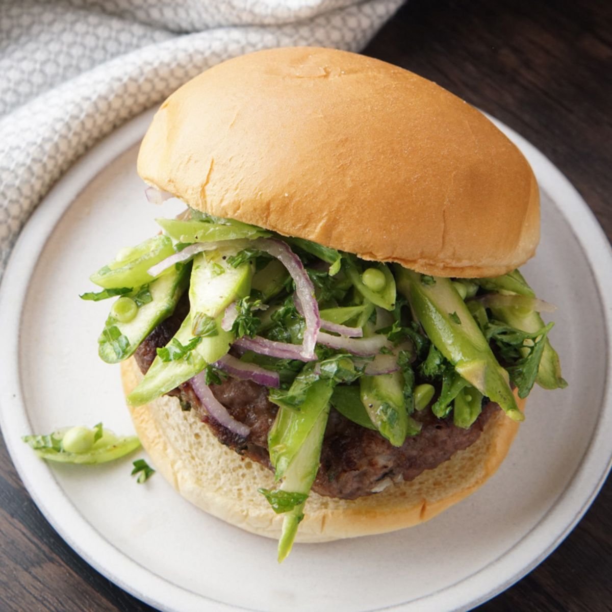 Grilled Lamb Burger with Spring Slaw