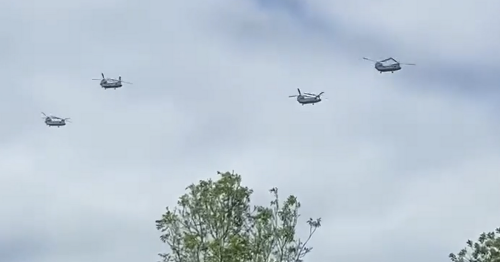 Nine military helicopters caught on camera flying over Leicestershire