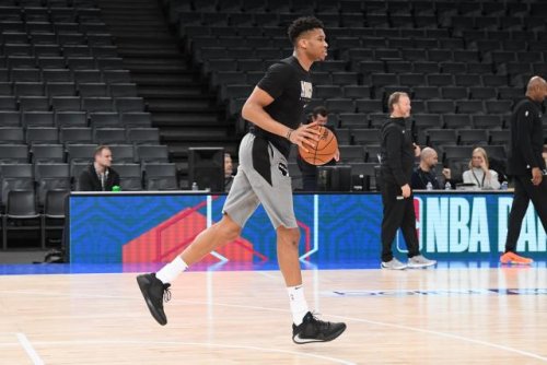 Giannis Antetokounmpo rend visite à son frère Kostas à Feurs (Loire), pour un match de l'Asvel