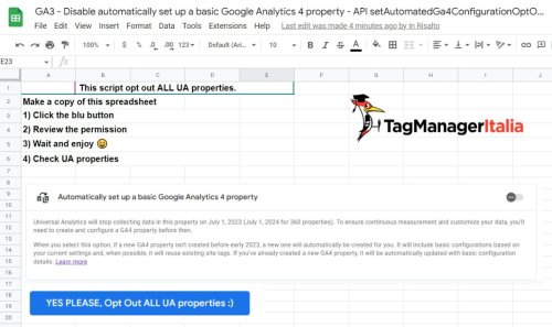 GA3: How to disable the automatic setting of a basic Google Analytics 4 property