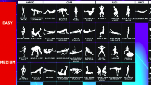 This Table Of Exercises Shows You How To Get Fit Without Any Equipment
