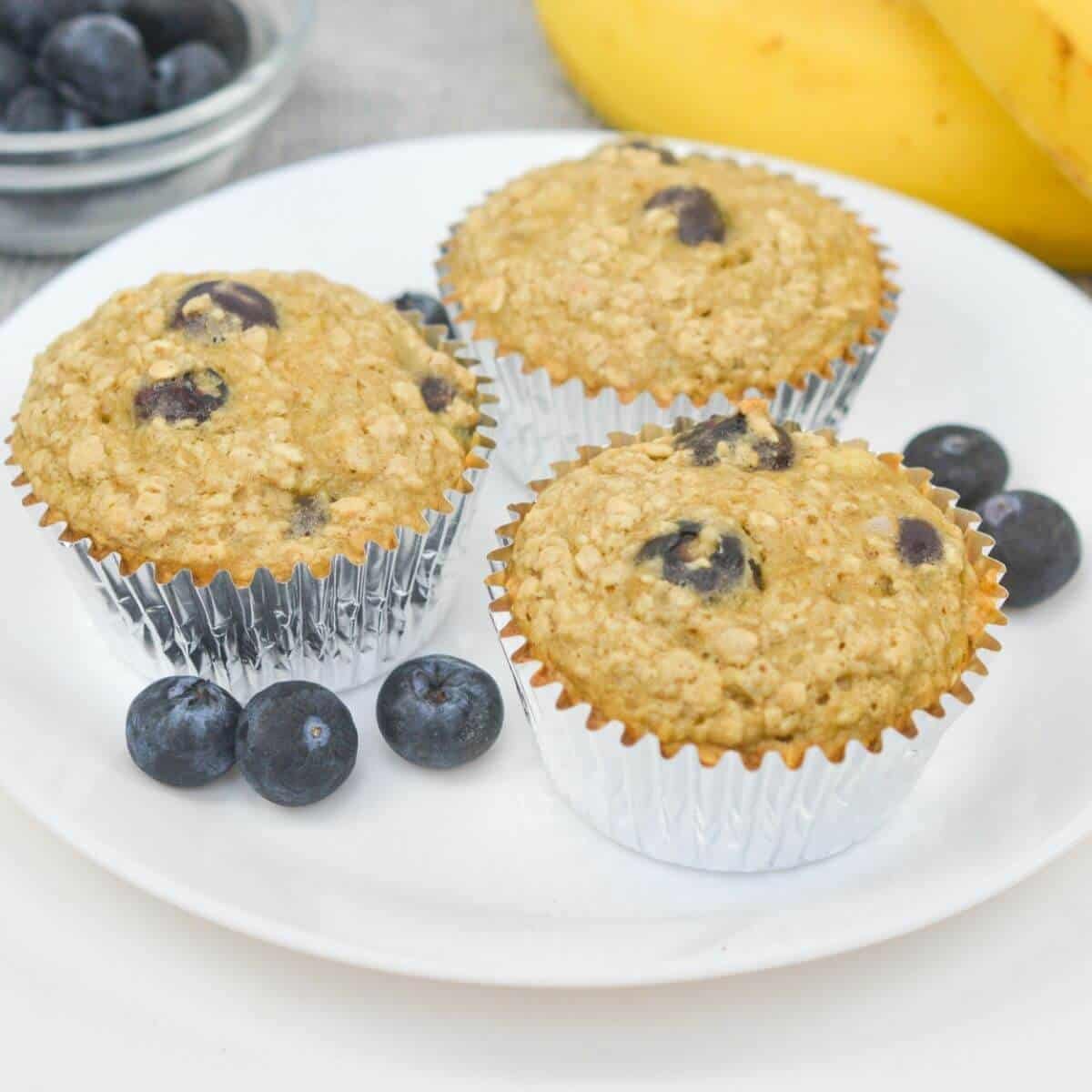 Oat Banana Blueberry Muffins