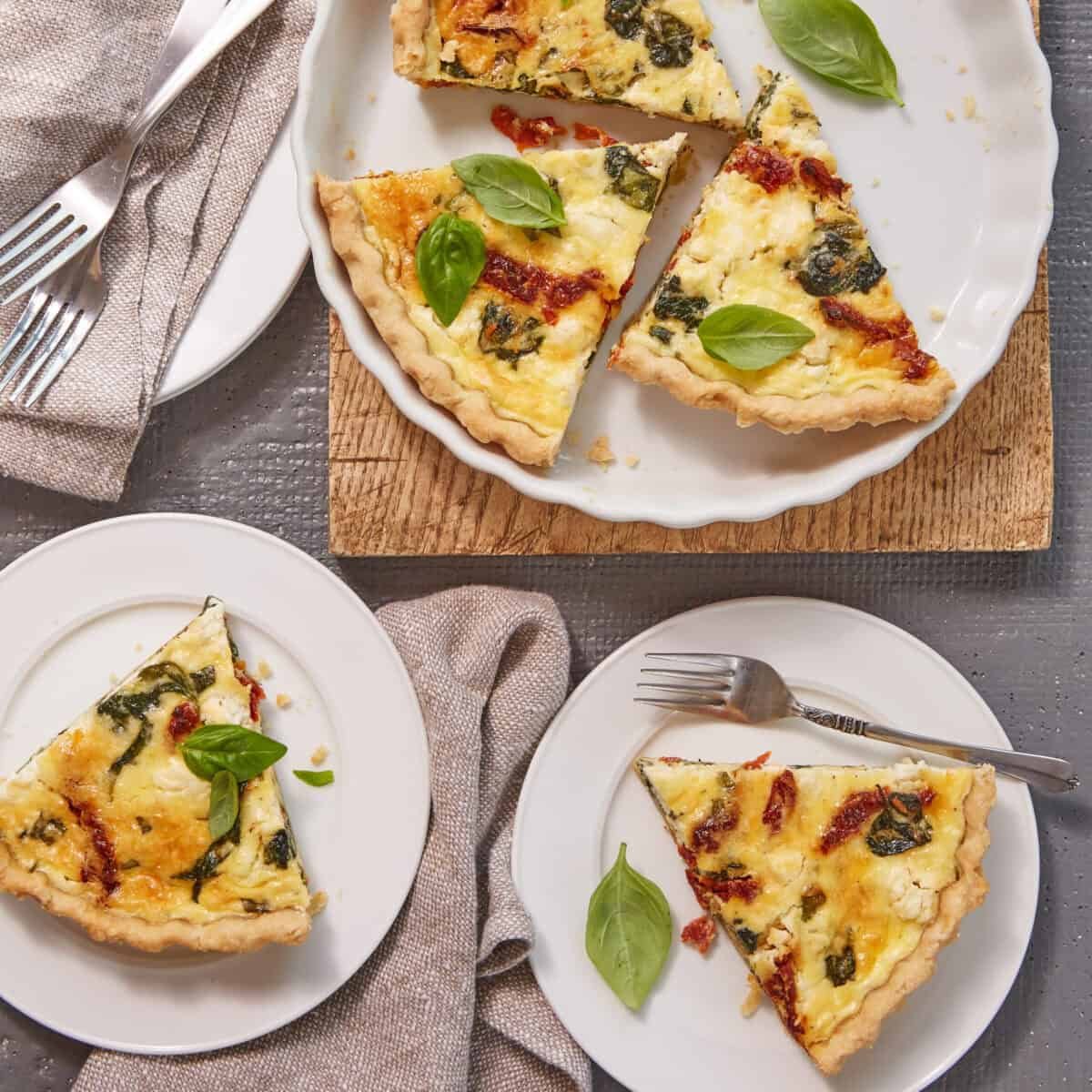 Sun Dried Tomato Quiche with Spinach and Goat Cheese