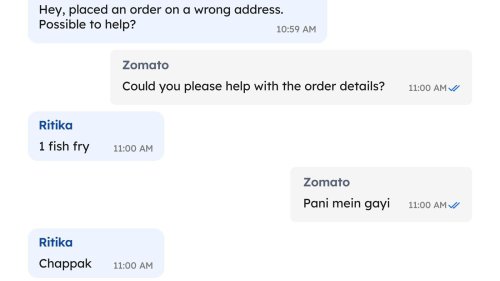 ‘Ek machhli paani mein gayi..Chappak’, Zomato's epic reply to customer is viral now