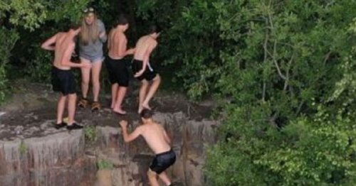 Drone captures images of kids playing at dangerous quarry